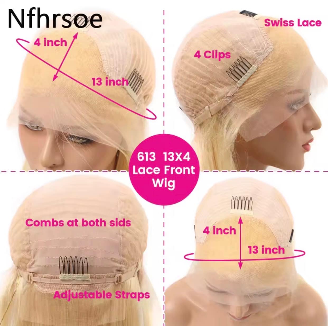 Highlight Grey Pink orange Colored 13x4 Lace Front Human Hair Wig For Women Cosplay Long Straight Lace Frontal Wig - Image 5