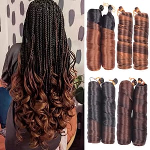 Loose Wave Braiding Hair Synthetic Spiral Curls Crochet Hair Extensions Pre Stretched French Curls Ombre Braids Hair For Women