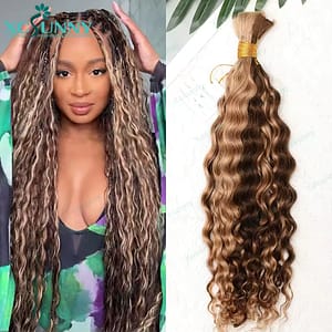 Color 4 27 Braid Extension Bulk Human Hair Boho Braids Bundles No Weft Curly Bulk Human Hair For Braiding