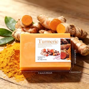 Natural Organic Turmeric Skin Whitening Anti Acne, Skin Care Face Body Turmeric Bar Soap