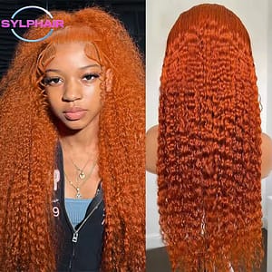 Orange Ginger Lace Front Wig Curly Human Hair Wigs Deep Wave Frontal Wig 13x4