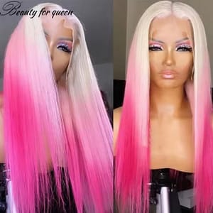 Highlight Grey Pink orange Colored 13x4 Lace Front Human Hair Wig For Women Cosplay Long Straight Lace Frontal Wig