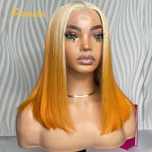 13x4 Ginger Orange Short 613 Human Hair Wigs Ombre Colored Bob Blonde Bone Straight Lace Front Human Hair Glueless Wigs