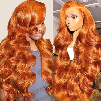 Ginger Wig Human Hair Ginger Lace Front Wigs Human Hair  Body Wave HD Lace Frontal Pre Plucked Colored Orange Wig for Women Glueless Wigs
