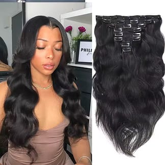 Natural Wave Clip In Human Hair Extensions Natural Color 100% Remy Human Hair Clip In 120G 8Pcs/Set Full Head For Women