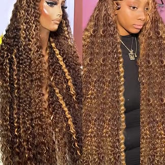 Highlight 13x6 Hd Lace Frontal Wig Human Hair Pre Plucked Deep Wave Honey Blond Curly Lace Front Wigs Human Hair