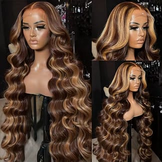 Highlight Wig Human Hair Body Wave Lace Wigs Brazilian 4/27 Blonde Ombre Brown Colored Wig 13x6 Hd Lace Frontal Wig