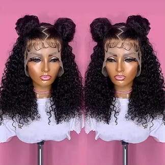 Curly Short Bob Human Hair Wig Deep Wave Brazilian Pre Cut