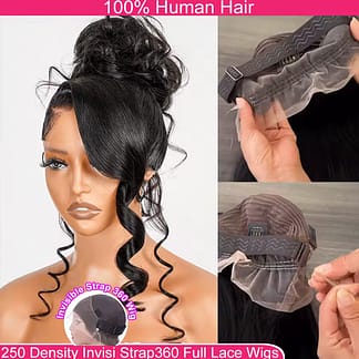 Invisible Strap Snug Fit 360 Full Lace Wig HD Transparent Lace Frontal Body Wave Glueless Human Hair Ready To Wear Wig