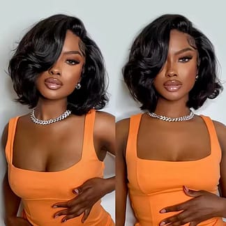 Body Wave Bob Wigs Transparent HD Lace Frontal Wig 100% Human Hair Wig Natural Wave Short Bob Wigs For Black Women