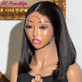 200 Density Straight 13X4 Lace Frontal Bob Wigs 100% Human Hair for Women Brazilian Remy Hair Pre Plucked Virgin Hair #1B