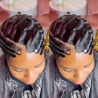 Short Black 99j Bob Pixie Cut 13x4 Lace Front Human Hair Wig Finger Wave Texture Natural Look Short Hair Wigs