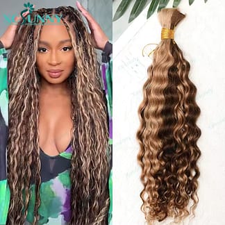 Color 4 27 Braid Extension Bulk Human Hair Boho Braids Bundles No Weft Curly Bulk Human Hair For Braiding