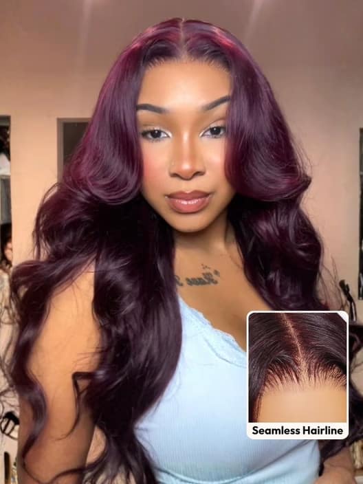Lace Frontal Purple Black, Hair Texture Loose Wave Lace Design13x4 Pre-Everything