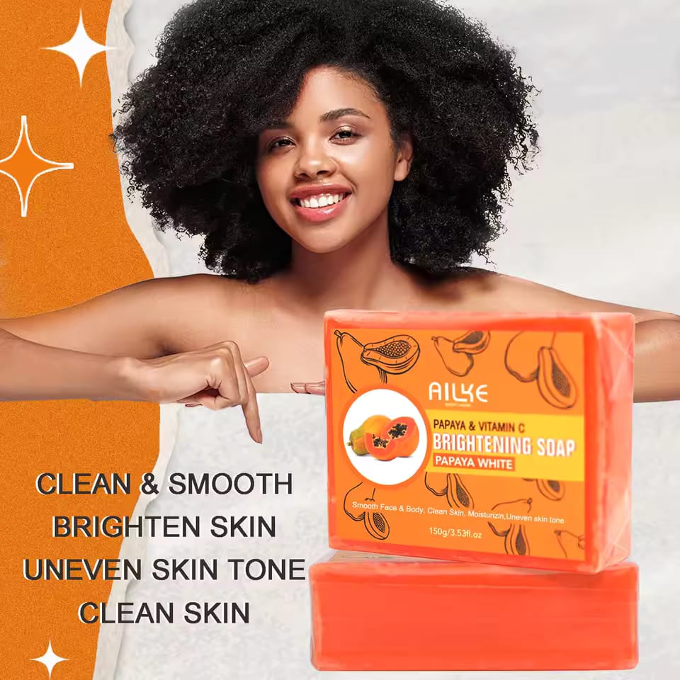 AILKE Skin Whitening Handmade Soap -Organic Papaya Soap For Black Spots, Clean Stains, Improves Dull Skin, Face & Body & Hands - Image 3