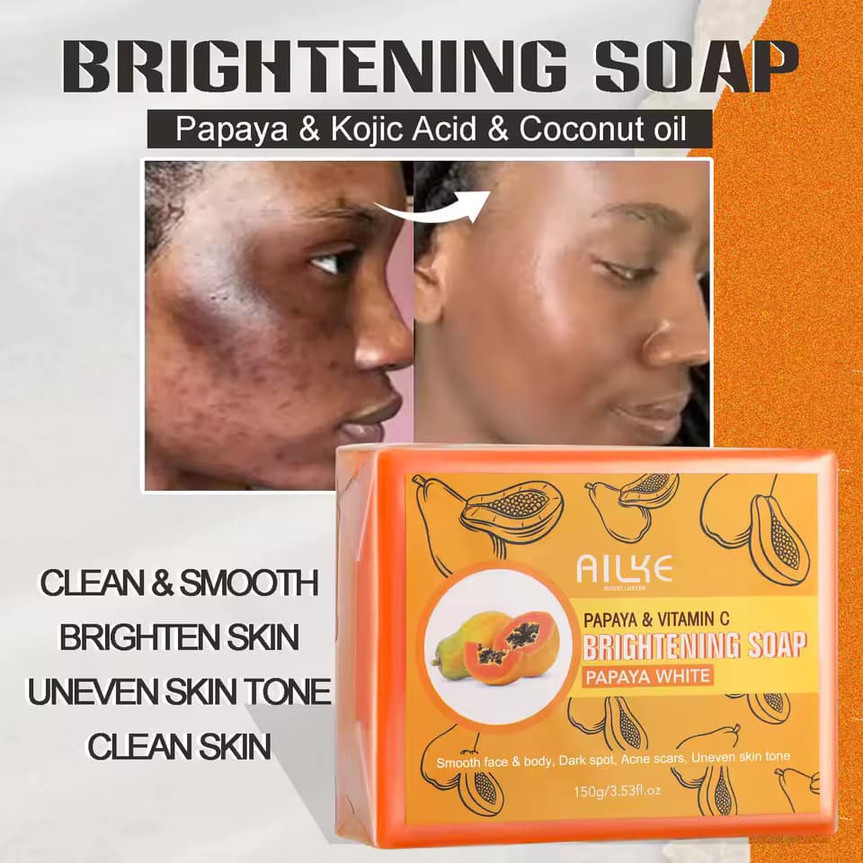 AILKE Skin Whitening Handmade Soap -Organic Papaya Soap For Black Spots, Clean Stains, Improves Dull Skin, Face & Body & Hands - Image 4